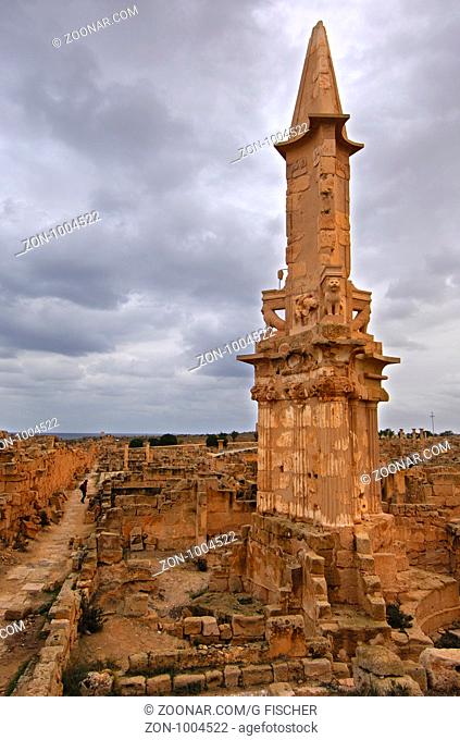 Mausoleum von Bes, antike römische Ausgrabungsstätte, UNESCO-Weltkulturerbe Sabratha, Libyen / Mausoleum of Bes, ancient archaeological site