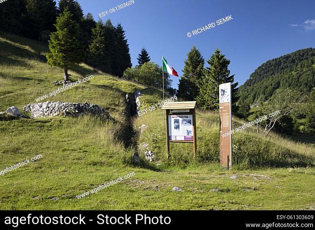Trenches from First World War near Monte Grappa, Province of Treviso, Veneto Region, Italy