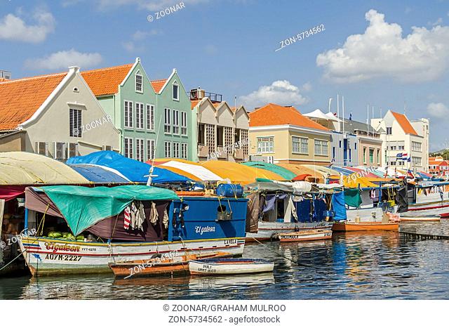Rear Of Floating Market Curacao Dutch West Indies