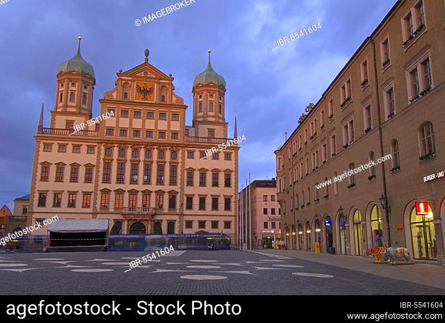 Augsburg, Rathausplatz, City Hall, Town Hall, Romantic Road, Swabia, Bavaria, Germany, Europe