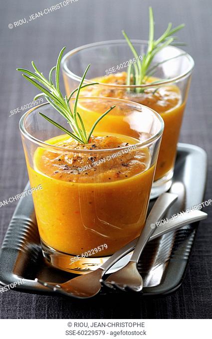 Tomato and pepper gazpacho with rosemary