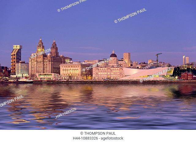 Skyline and Waterfront, Liverpool, Merseyside, England