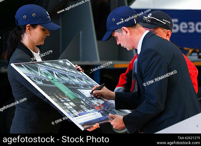 RUSSIA, ROSTOV-ON-DON REGION - SEPTEMBER 25, 2023: Andrei Savelyev (R front), minister of industry and energy of Russia's Rostov-on-Don Region