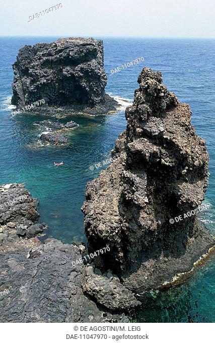 Palombaro Rock, island of Ustica, Sicily, Italy