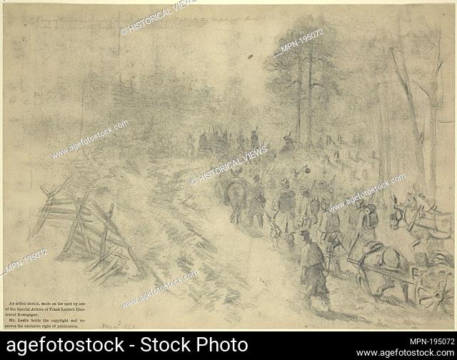 Army of the Potomac marching through the ""wilderness"" near Chancellorsville May 2, 1863. Forbes, Edwin (1839-1895) (Artist)