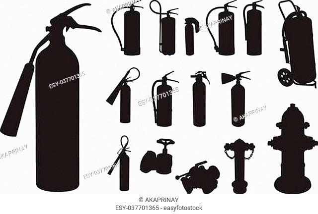 12 Fire extinguisher, hydrants and other accessories silhouette
