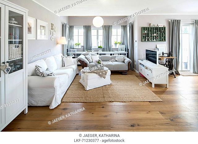 Modern Nordic Living Room In Family, Are Grey Wood Floors Popular In Germany