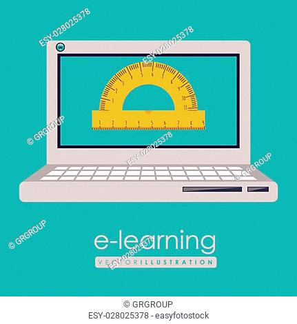 e-learning design over blue background, vector illustration