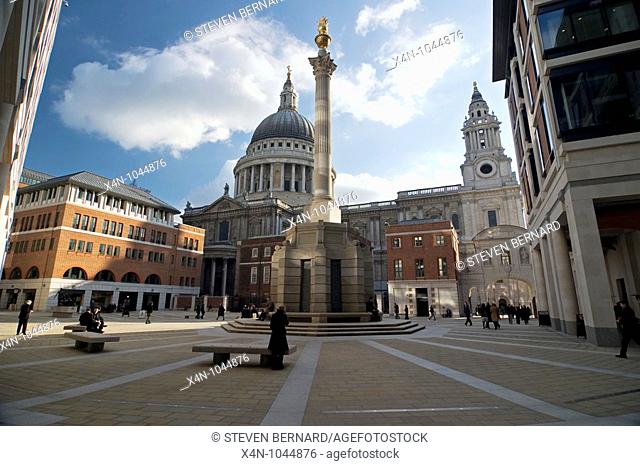 Paternoster Square right outside the London Stock Exchange with St Pauls Cathedral in the background  Architects are Eric Parry Architects and Sheppard Robson...