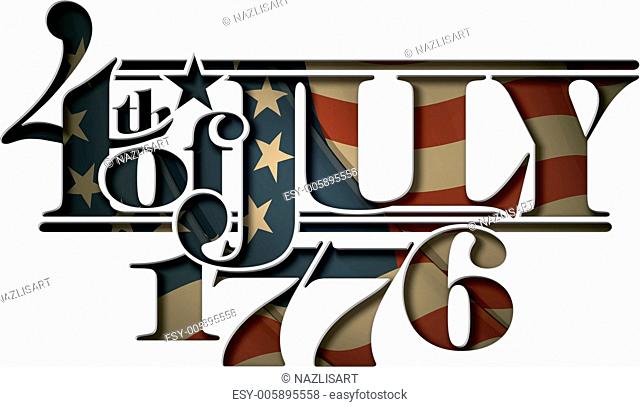 Forth of July 1776 Lettering Cut-Out