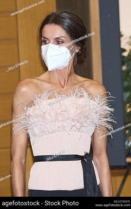 Queen Letizia of Spain attend Official Dinner hosted by the Co-Princes of Andorra during 2 day State visit to Principality of Andorra at Andorra Park Hotel on...
