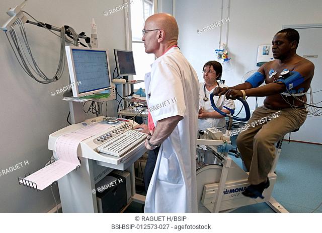 Photo essay at PitiÚ SalpÛtriÞre Hospital in Paris, France. Department of nutrition and sports medicine. Stress test