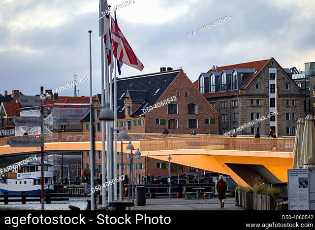 Copenhagen, Denmark The Inderhavnsbroen, a pedestrians and bicycle bridge from Nyhavn to Christianshavn