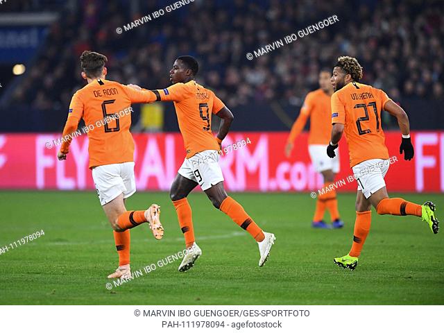 goal, goaljubel Marten de Roon (Netherlands), goalkeeper Quincy Promes (Netherlands) and Tonny Vilhena (Netherlands) after the 2-1