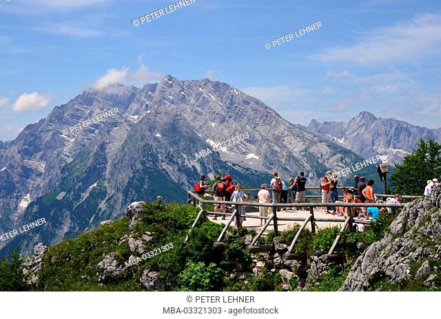 Germany, Bavaria, Berchtesgadener Land (district), Schönau, Jenner, lookout, hiker, Watzmann