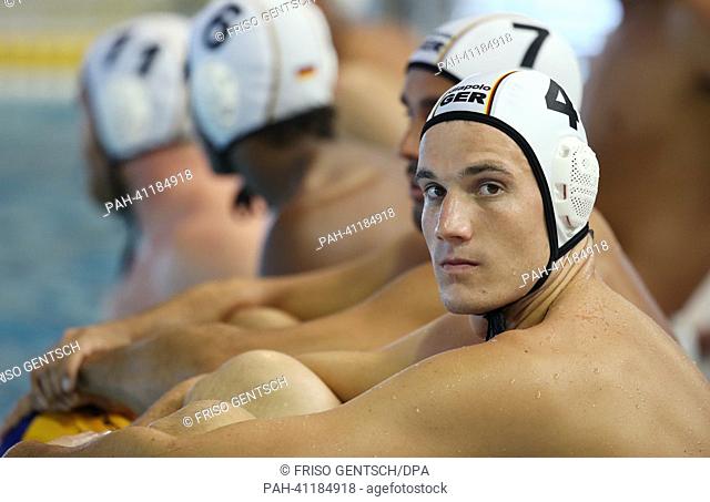 Julian Real of Germany pictured during a trainings session of Men's water polo at the 15th FINA Swimming World Championships at Club Natació Barcelona in...
