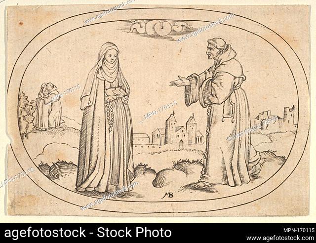 A Nun and a Friar, from Das Bossenbüchlein. Series/Portfolio: Das Bossenbüchlein; Artist: Mathais Beitler (German, Ansbach, active ca