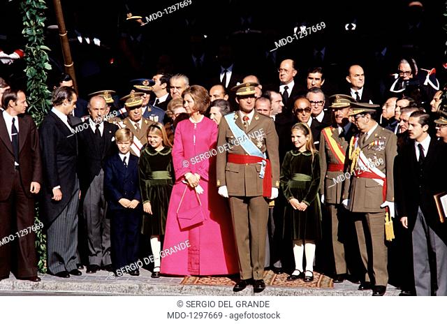 Juan Carlos after he has been designated King of Spain with Sophia and their children. Juan Carlos of Bourbon has just left the Palace of Cortes (the Spanish...