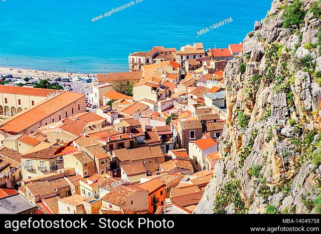 cefalu town, top view, cefalu, sicily, italy