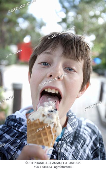 boy enjoying an ice cream cone