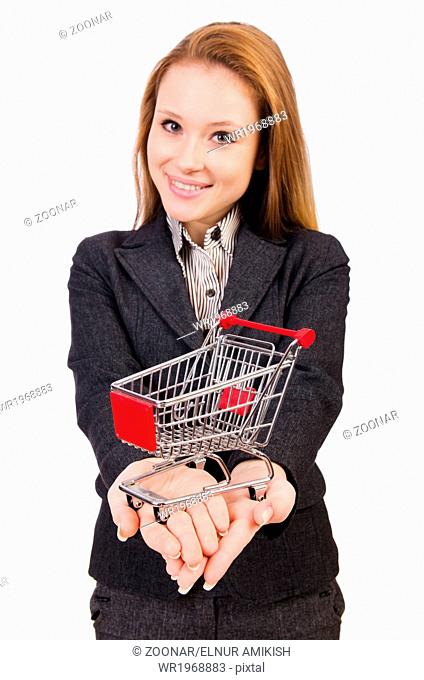 Businesswoman with shopping cart