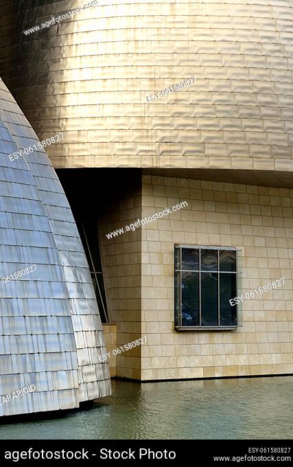Detail of Guggenheim museum, Bilbao, Biscay, Basque Country, Spain