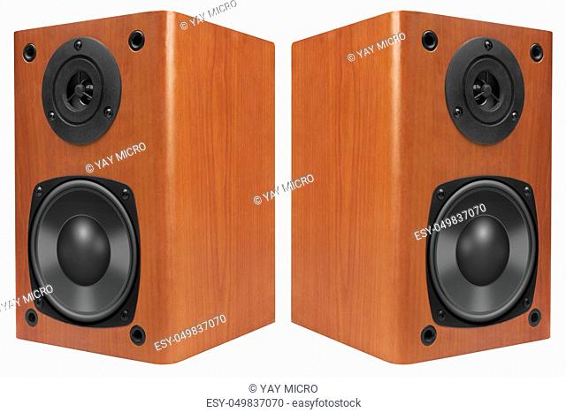 Wood Loud Speakers Isolated on White