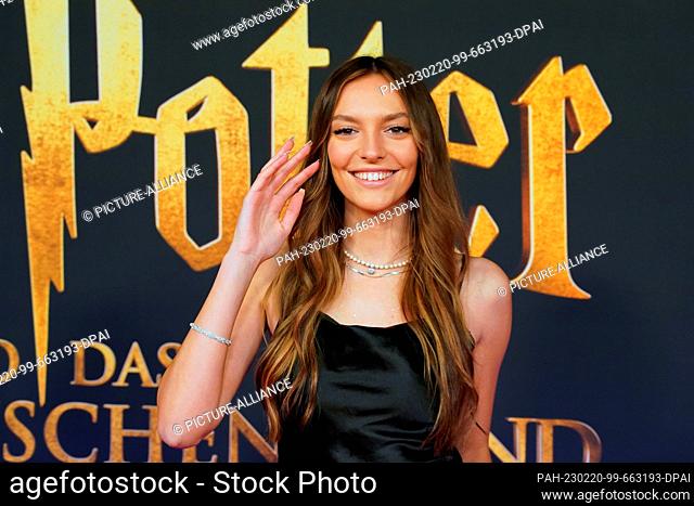 19 February 2023, Hamburg: Influencer Katharina Xenia walks the red carpet for the premiere of the newly staged show ""Harry Potter and the Enchanted Child"" at...