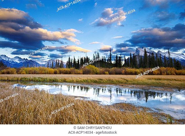 Mount Rundle and the Fairholme Range, Vermilion Lakes, Banff National Park, Alberta, Canada