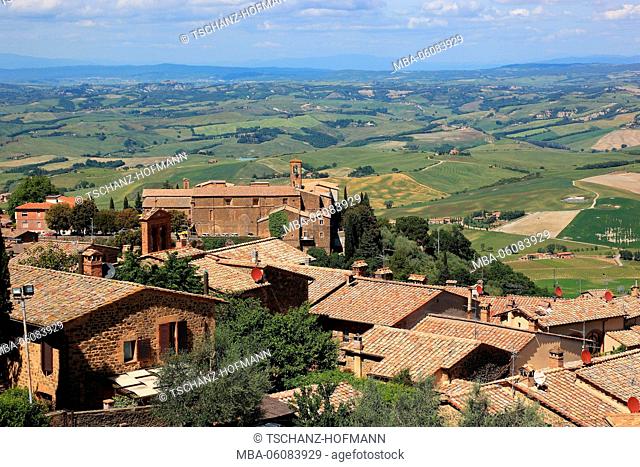 Italy, Fortezza, view, Montalcino village, landscape, Tuscany