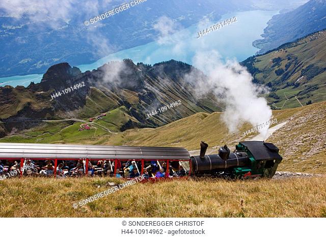Switzerland, Europe, canton Bern, Bernese Oberland, Switzerland, Europe, Brienz, mountain, mountains, mountain railway, lake, canton Bern, steam, vapour