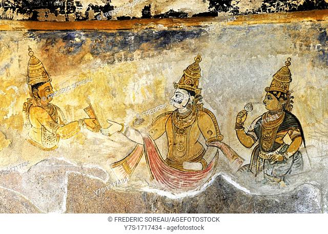 Ancient painting in Thanjavur Tanjore, State of Tamil Nadu, South India, India, Asia