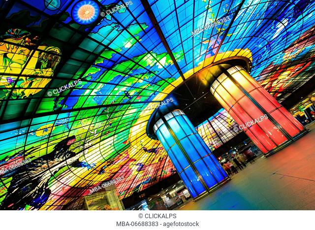 The Dome of Light at Formosa Boulevard Station, the central station of Kaohsiung subway system in Kaohsiung City, Taiwan