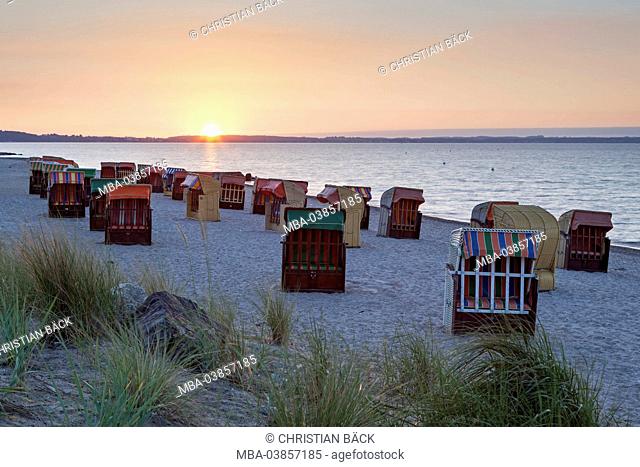 Sundown on the beach of Niendorf, Timmendorfer beach, Schleswig - Holstein, Germany