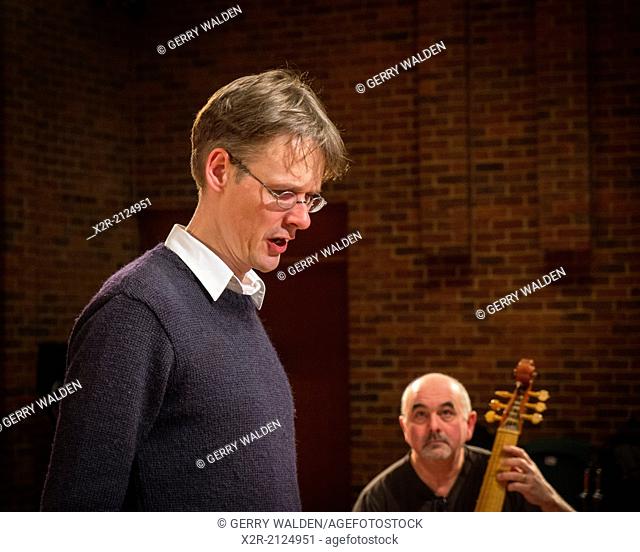English tenor Ian Bostridge CBE during sound checks for a concert at the Turner Sims Concert Hall in Southampton, England