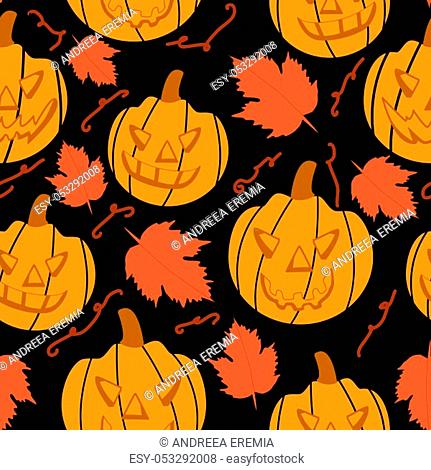 Halloween pumpkins in a seamless pattern design