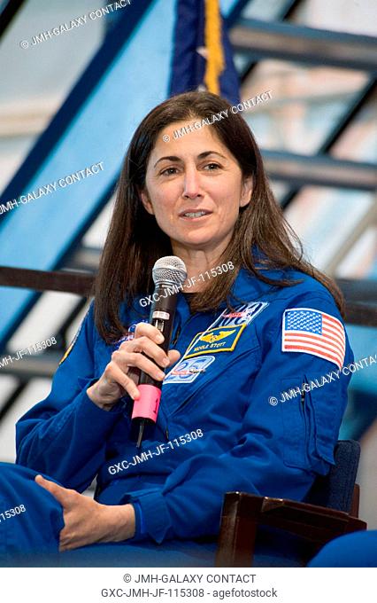 NASA astronaut Nicole Stott, STS-133 mission specialist, is pictured during the STS-133 crew return ceremony on March 10