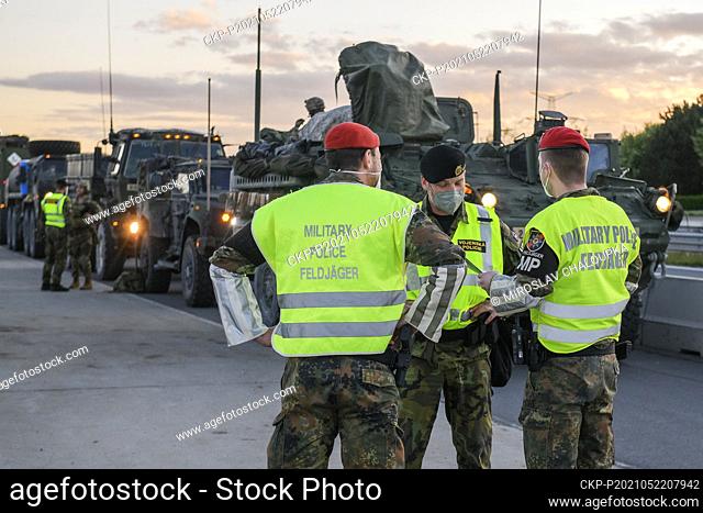 The first vehicles of the U.S. military convoy moving from Germany to the war games in Hungary drove into the Czech Republic, May 22, 2021