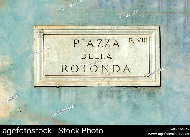 Rome, Italy - Oct 03, 2018: Via street sign on the wall in Rome, Italy