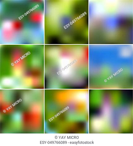 Set of Abstract Creative concept multicolored blurred background. For Web and Mobile Applications, art illustrations template design. Gradient mesh