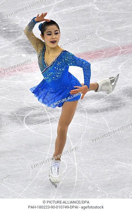 Japan's Satoko Miyahara in action at the women's figure skating singles at the Gangneung Ice Arena in Gangneung, South Korea, 23 February 2018