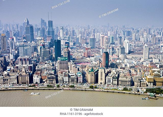 Shanghai skyline including the Bund embankment, China