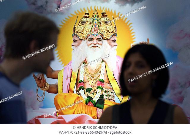 A photo piece depicting the god Brahma from the series ""Darshan, 2013/2017"" by the New York photographer Manjari Sharma at the exhibition ""Reflections of...
