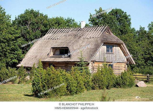 Estonia Baltic States, Hiiu Region, Hiiumaa Island, traditional house with thatched roof
