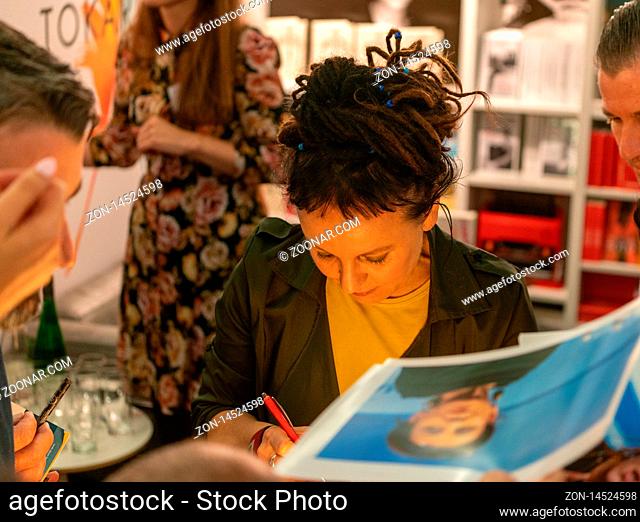 FRANKFURT AM MAIN, Germany - October 17 2019: Olga Tokarczuk (*1962, author - Nobel Prize Winner in Literature 2018) signing for fans at 71st Frankfurt Book...