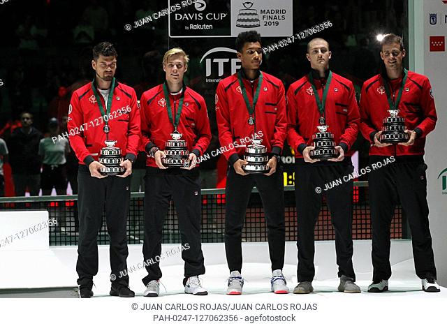 Madrid Spain; 24/11/2019.- Canada second place in the Davis Cup.Denis Shapovalov, Felix Auger-Aliassime, Vasek Pospisil, Brayden Schnur, Frank Dancevic capitan