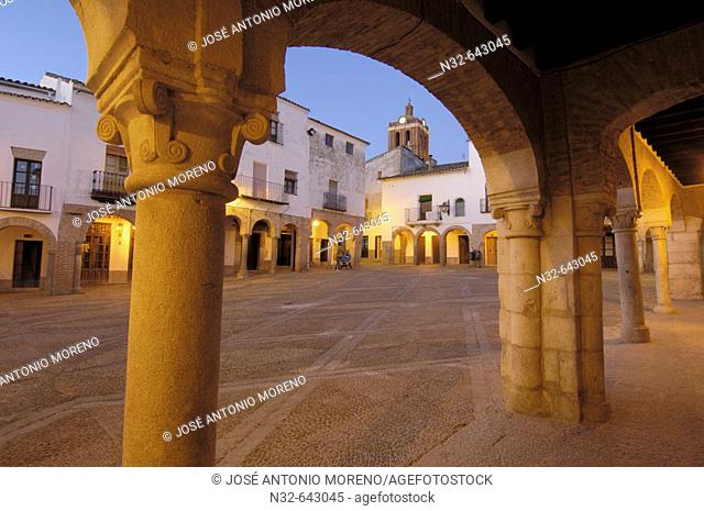 Plaza Chica at dusk. Zafra. Badajoz province, Extremadura. Spain