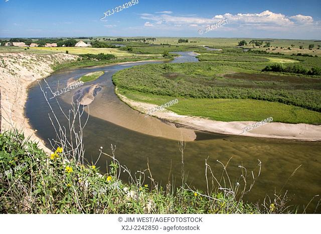 Brewster, Nebraska - The North Loup River in the Nebraska Sandhills. The sandhills is a prairie region that sits atop the Ogallala Aquifer