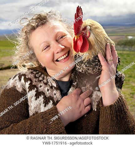 Woman with Rooster, Iceland