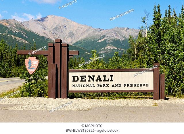 entrance of Denali National Park, USA, Alaska, Denali Nationalpark